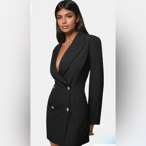 Donna Morgan Women’s Blazer Tuxedo Satin Lapel Dress SZ 10 Grunge Dark Romantic